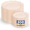 imageWDF 100PCS Ivory Plastic Plates with Gold Rim  Cream Plastic Plates  Include 50 Dinner ampamp 50 Dessert Fancy Disposable Plate for Party  Heavy Duty Beige Plate for WeddingBridal ShowersPink and Gold