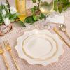 imageWDF 100PCS Ivory Plastic Plates with Gold Rim  Cream Plastic Plates  Include 50 Dinner ampamp 50 Dessert Fancy Disposable Plate for Party  Heavy Duty Beige Plate for WeddingBridal ShowersIvory