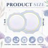 imageWDF 100PCS Ivory Plastic Plates with Gold Rim  Cream Plastic Plates  Include 50 Dinner ampamp 50 Dessert Fancy Disposable Plate for Party  Heavy Duty Beige Plate for WeddingBridal ShowersBlue and Gold