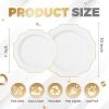 imageWDF 100PCS Ivory Plastic Plates with Gold Rim  Cream Plastic Plates  Include 50 Dinner ampamp 50 Dessert Fancy Disposable Plate for Party  Heavy Duty Beige Plate for WeddingBridal ShowersWhite and Gold