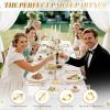 imageWDF 100PCS Ivory Plastic Plates with Gold Rim  Cream Plastic Plates  Include 50 Dinner ampamp 50 Dessert Fancy Disposable Plate for Party  Heavy Duty Beige Plate for WeddingBridal ShowersWhite and Gold