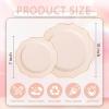 imageWDF 100PCS Ivory Plastic Plates with Gold Rim  Cream Plastic Plates  Include 50 Dinner ampamp 50 Dessert Fancy Disposable Plate for Party  Heavy Duty Beige Plate for WeddingBridal ShowersPink and Gold