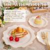 imageWDF 100PCS Ivory Plastic Plates with Gold Rim  Cream Plastic Plates  Include 50 Dinner ampamp 50 Dessert Fancy Disposable Plate for Party  Heavy Duty Beige Plate for WeddingBridal ShowersIvory