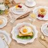 imageWDF 100PCS Ivory Plastic Plates with Gold Rim  Cream Plastic Plates  Include 50 Dinner ampamp 50 Dessert Fancy Disposable Plate for Party  Heavy Duty Beige Plate for WeddingBridal ShowersWhite and Gold