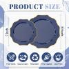 imageWDF 100PCS Ivory Plastic Plates with Gold Rim  Cream Plastic Plates  Include 50 Dinner ampamp 50 Dessert Fancy Disposable Plate for Party  Heavy Duty Beige Plate for WeddingBridal ShowersBlue and Gold