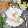 imageWDF 100Pack Gold Christmas Napkins Disposable  3ply Christmas Tree Paper Napkins Premium Quality Disposable Gold Napkins Party Dinner Napkins for Christmas Tableware DecorWhite and Gold