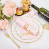 imageWDF 100Pack Gold Christmas Napkins Disposable  3ply Christmas Tree Paper Napkins Premium Quality Disposable Gold Napkins Party Dinner Napkins for Christmas Tableware DecorPink and Gold