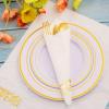 imageWDF 100Pack Pink Napkins Disposable3ply Pink Paper Napkins Gold Rim Premium QualityNapkins for Bridal ampamp Baby Shower WeddingWhite and Gold  150PCS