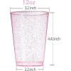 imageWDF 100pcs 12OZ Gold Cups  Disposable Gold Glitter Plastic Cups  Premium Wedding Cups  Party Cups for Thanksgiving ChristmasRose Gold Glitter