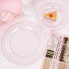 imageWDF 120PCS Plastic Christmas Plates White Silver Rim  Disposable Plates including 60PCS for Dinner 1025inch 60 SaladDessert Plates 75inch Heavy Duty WeddingRose Gold Glitter
