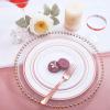 imageWDF 120PCS Plastic Christmas Plates White Silver Rim  Disposable Plates including 60PCS for Dinner 1025inch 60 SaladDessert Plates 75inch Heavy Duty WeddingRose Gold