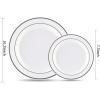 imageWDF 120PCS Plastic Christmas Plates White Silver Rim  Disposable Plates including 60PCS for Dinner 1025inch 60 SaladDessert Plates 75inch Heavy Duty WeddingSilver