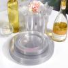 imageWDF 120PCS Plastic Christmas Plates White Silver Rim  Disposable Plates including 60PCS for Dinner 1025inch 60 SaladDessert Plates 75inch Heavy Duty WeddingSilver Glitter