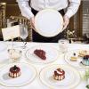 imageWDF 120PCS Plastic Christmas Plates White Silver Rim  Disposable Plates including 60PCS for Dinner 1025inch 60 SaladDessert Plates 75inch Heavy Duty WeddingGold