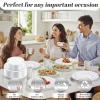 imageWDF 120PCS Plastic Christmas Plates White Silver Rim  Disposable Plates including 60PCS for Dinner 1025inch 60 SaladDessert Plates 75inch Heavy Duty WeddingSilver  120PCS