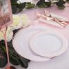 imageWDF 120PCS Plastic Christmas Plates White Silver Rim  Disposable Plates including 60PCS for Dinner 1025inch 60 SaladDessert Plates 75inch Heavy Duty WeddingRose Gold