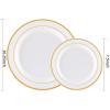 imageWDF 120PCS Plastic Christmas Plates White Silver Rim  Disposable Plates including 60PCS for Dinner 1025inch 60 SaladDessert Plates 75inch Heavy Duty WeddingGold