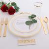 imageWDF 120PCS Plastic Christmas Plates White Silver Rim  Disposable Plates including 60PCS for Dinner 1025inch 60 SaladDessert Plates 75inch Heavy Duty WeddingGold