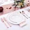 imageWDF 120PCS Plastic Christmas Plates White Silver Rim  Disposable Plates including 60PCS for Dinner 1025inch 60 SaladDessert Plates 75inch Heavy Duty WeddingRose Gold