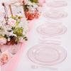 imageWDF 120PCS Plastic Christmas Plates White Silver Rim  Disposable Plates including 60PCS for Dinner 1025inch 60 SaladDessert Plates 75inch Heavy Duty WeddingRose Gold Glitter