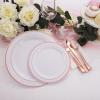 imageWDF 120PCS Plastic Christmas Plates White Silver Rim  Disposable Plates including 60PCS for Dinner 1025inch 60 SaladDessert Plates 75inch Heavy Duty WeddingRose Gold
