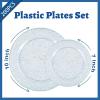 imageWDF 120PCS Plastic Christmas Plates White Silver Rim  Disposable Plates including 60PCS for Dinner 1025inch 60 SaladDessert Plates 75inch Heavy Duty WeddingBlue