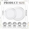 imageWDF 120PCS Plastic Christmas Plates White Silver Rim  Disposable Plates including 60PCS for Dinner 1025inch 60 SaladDessert Plates 75inch Heavy Duty WeddingSilver  120PCS