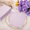 imageWDF 150Pack Baby Blue Paper Checkered Napkins  3 Ply Disposable Blue and White Gingham Napkins Guest Dinner Napkins Paper for Bathroom Picnic BBQ Birthday GraduationPurple Gingham  150PCS