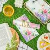 imageWDF 150Pack Baby Blue Paper Checkered Napkins  3 Ply Disposable Blue and White Gingham Napkins Guest Dinner Napkins Paper for Bathroom Picnic BBQ Birthday GraduationFloral Purple  100PCS