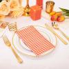 imageWDF 150Pack Baby Blue Paper Checkered Napkins  3 Ply Disposable Blue and White Gingham Napkins Guest Dinner Napkins Paper for Bathroom Picnic BBQ Birthday GraduationOrange Gingham  150PCS
