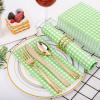 imageWDF 150Pack Baby Blue Paper Checkered Napkins  3 Ply Disposable Blue and White Gingham Napkins Guest Dinner Napkins Paper for Bathroom Picnic BBQ Birthday GraduationGreen Gingham  150PCS