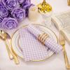 imageWDF 150Pack Baby Blue Paper Checkered Napkins  3 Ply Disposable Blue and White Gingham Napkins Guest Dinner Napkins Paper for Bathroom Picnic BBQ Birthday GraduationPurple Gingham  150PCS