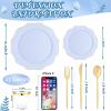 imageWDF 175Pcs Pink Plastic Plates  Pink and Gold Plates Disposable 25guest Plastic Dinnerware Ideal for Tea PartyBridal ShowerWeddingBaby ShowerBirtyday PartyBlue