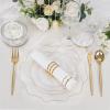 imageWDF 175Pcs Pink Plastic Plates  Pink and Gold Plates Disposable 25guest Plastic Dinnerware Ideal for Tea PartyBridal ShowerWeddingBaby ShowerBirtyday PartyClear and Gold
