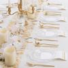 imageWDF 175Pcs Pink Plastic Plates  Pink and Gold Plates Disposable 25guest Plastic Dinnerware Ideal for Tea PartyBridal ShowerWeddingBaby ShowerBirtyday PartyClear and Gold