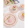 imageWDF 175Pcs Pink Plastic Plates  Pink and Gold Plates Disposable 25guest Plastic Dinnerware Ideal for Tea PartyBridal ShowerWeddingBaby ShowerBirtyday PartyPink