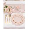 imageWDF 175Pcs Pink Plastic Plates  Pink and Gold Plates Disposable 25guest Plastic Dinnerware Ideal for Tea PartyBridal ShowerWeddingBaby ShowerBirtyday PartyPink