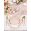 imageWDF 175Pcs Pink Plastic Plates  Pink and Gold Plates Disposable 25guest Plastic Dinnerware Ideal for Tea PartyBridal ShowerWeddingBaby ShowerBirtyday PartyPink