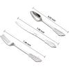 imageWDF 180 Pieces Black and Gold Plastic Silverware Halloween Black Plastic Cutlery Incluede 60 Forks 60 Knives 60 Spoons Heavy Duty Disposable Flatware  Gold Utensils for HalloweenPartyDaily UseSilver  200PCS