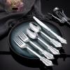 imageWDF 180 Pieces Black and Gold Plastic Silverware Halloween Black Plastic Cutlery Incluede 60 Forks 60 Knives 60 Spoons Heavy Duty Disposable Flatware  Gold Utensils for HalloweenPartyDaily UseSilver  200PCS