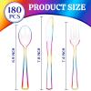 imageWDF 180 Pieces Black and Gold Plastic Silverware Halloween Black Plastic Cutlery Incluede 60 Forks 60 Knives 60 Spoons Heavy Duty Disposable Flatware  Gold Utensils for HalloweenPartyDaily UseRainbow