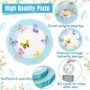 imageWDF 20PCS Blue Plastic Plates  Baroque White and Blue Plates  Chinoiserie Floral Party Decorations for BirthdayTea PartyBlue