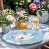 imageWDF 20PCS Blue Plastic Plates  Baroque White and Blue Plates  Chinoiserie Floral Party Decorations for BirthdayTea PartyBlue