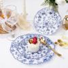 imageWDF 20PCS Blue Plastic Plates  Baroque White and Blue Plates  Chinoiserie Floral Party Decorations for BirthdayTea PartyBlue China Flower