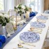 imageWDF 20PCS Blue Plastic Plates  Baroque White and Blue Plates  Chinoiserie Floral Party Decorations for BirthdayTea PartyBlue China Flower