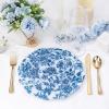 imageWDF 20PCS Blue Plastic Plates  Baroque White and Blue Plates  Chinoiserie Floral Party Decorations for BirthdayTea PartyBlue Juyi Flower
