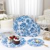 imageWDF 20PCS Blue Plastic Plates  Baroque White and Blue Plates  Chinoiserie Floral Party Decorations for BirthdayTea PartyBlue Juyi Flower