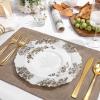 imageWDF 20PCS Blue Plastic Plates  Baroque White and Blue Plates  Chinoiserie Floral Party Decorations for BirthdayTea PartyBrown rose