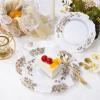 imageWDF 20PCS Blue Plastic Plates  Baroque White and Blue Plates  Chinoiserie Floral Party Decorations for BirthdayTea PartyBrown rose