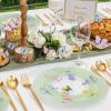 imageWDF 20PCS Blue Plastic Plates  Baroque White and Blue Plates  Chinoiserie Floral Party Decorations for BirthdayTea PartyGreen